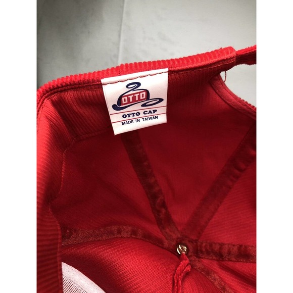 Vintage Corduroy Red Zip Back Hat Woody Woodpecker Embroidered Otto Cap - Picture 6 of 13